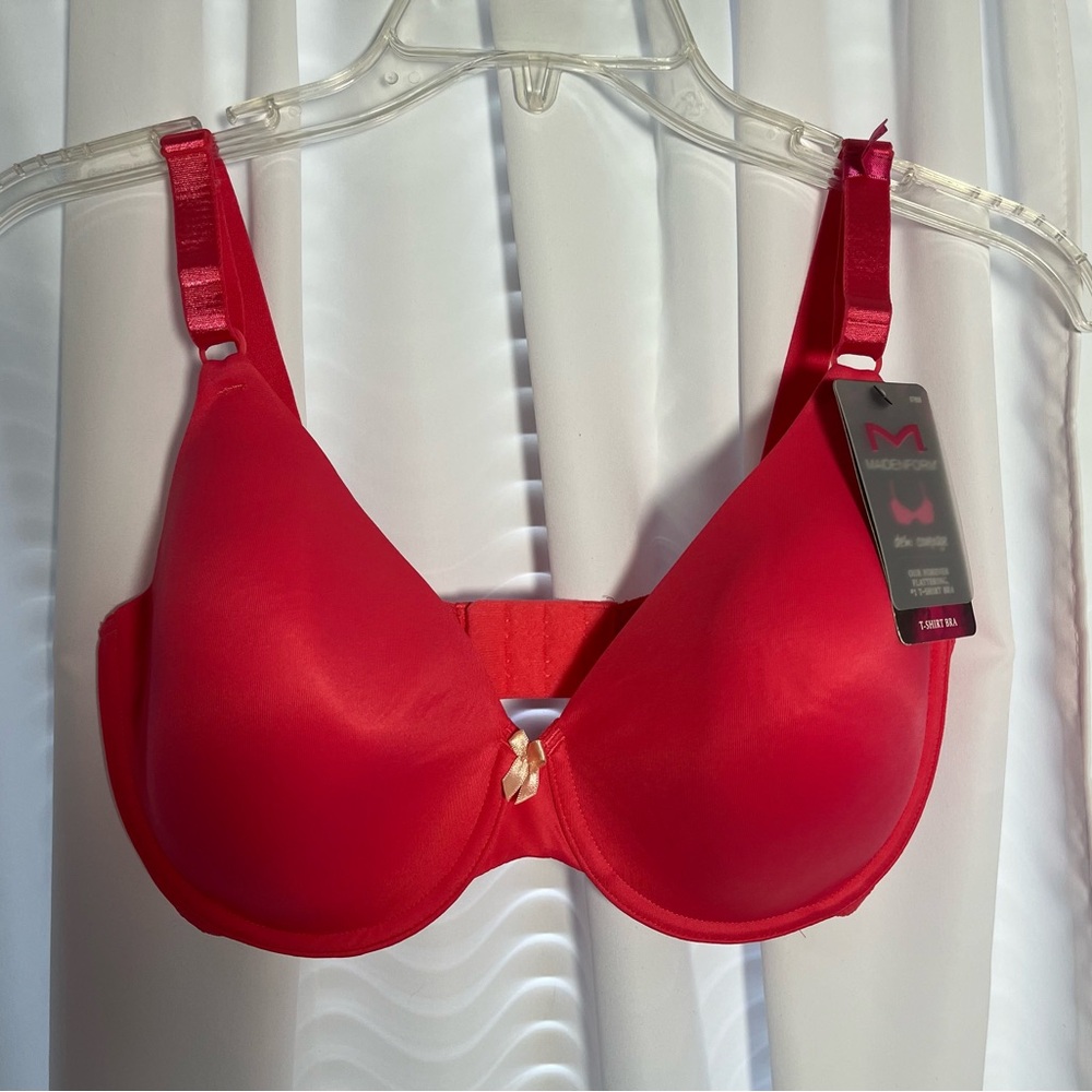 NWT MAIDENFORM Red Demi Coverage T-Shirt Bra Sz 36DD